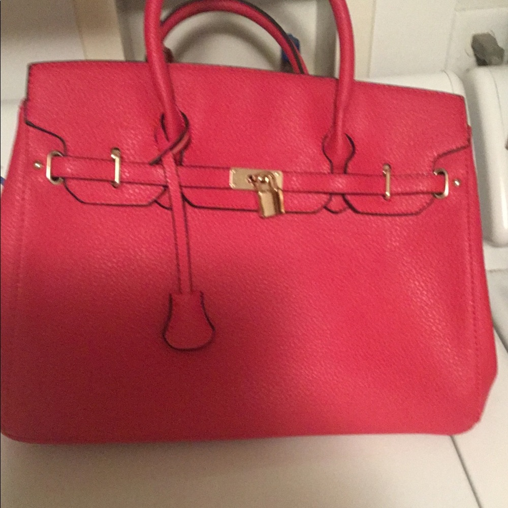 Pink Leather Purse Large w/shoulder strap ONLY - Picture 2 of 6